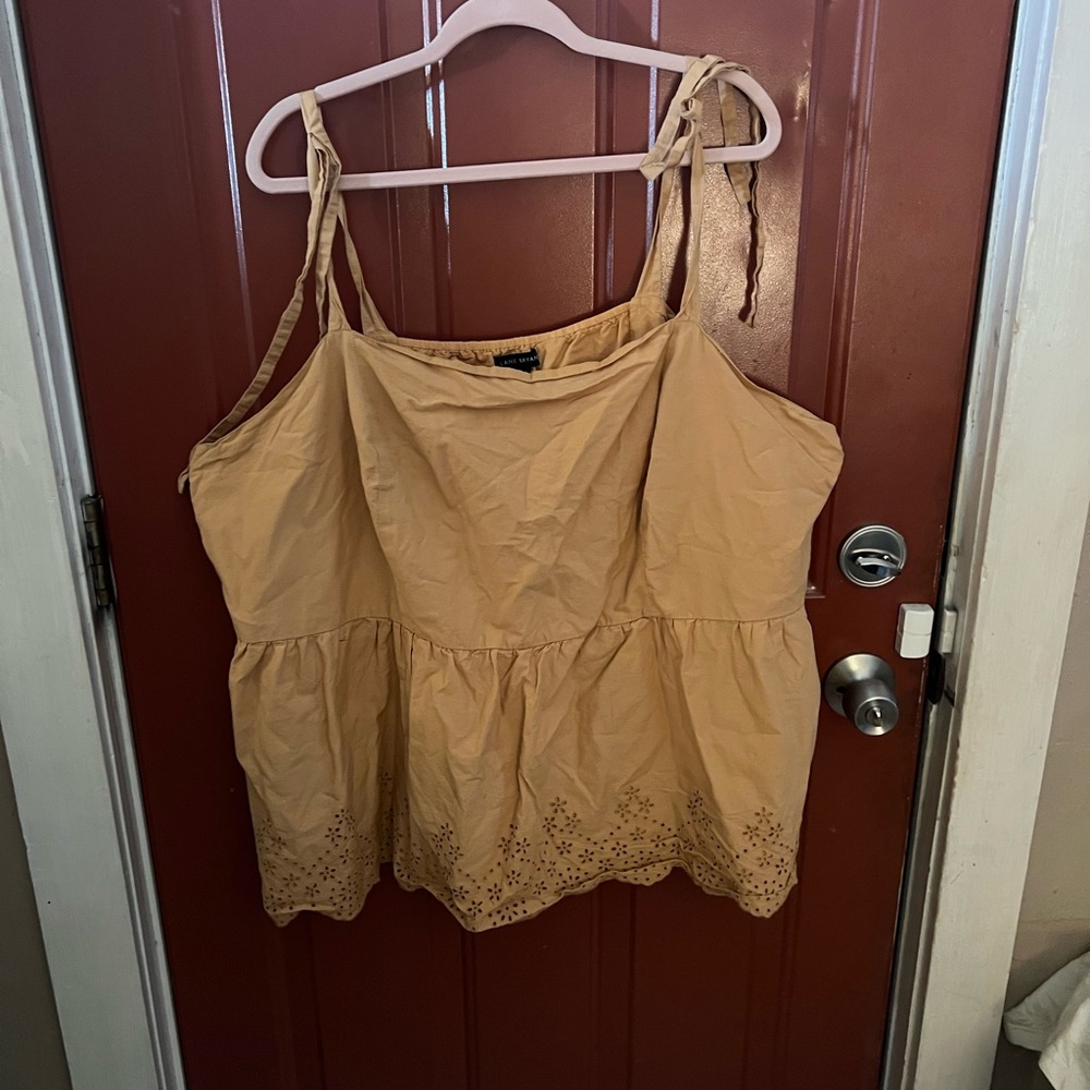 Lane Bryant Cream Smocked Tiered Camisole